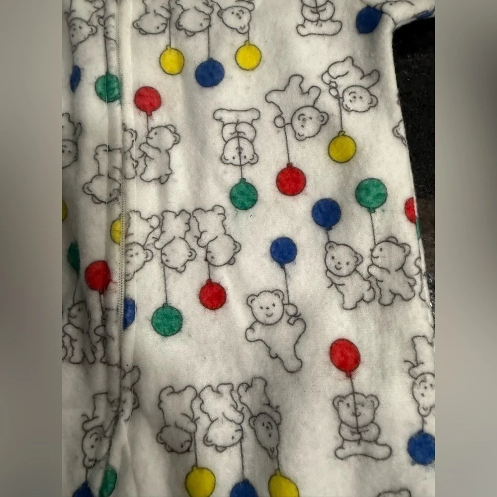 Vintage 80s Carter’s Hooded Footie Pajamas – Bears & Balloons –Small (10–20 lbs)